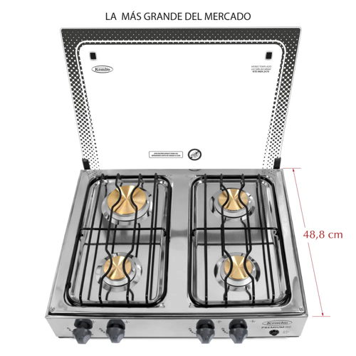 COCINETA KOMBO 4Q - ACERO INOXIDABLE ENCENDIDO ELECTRICO